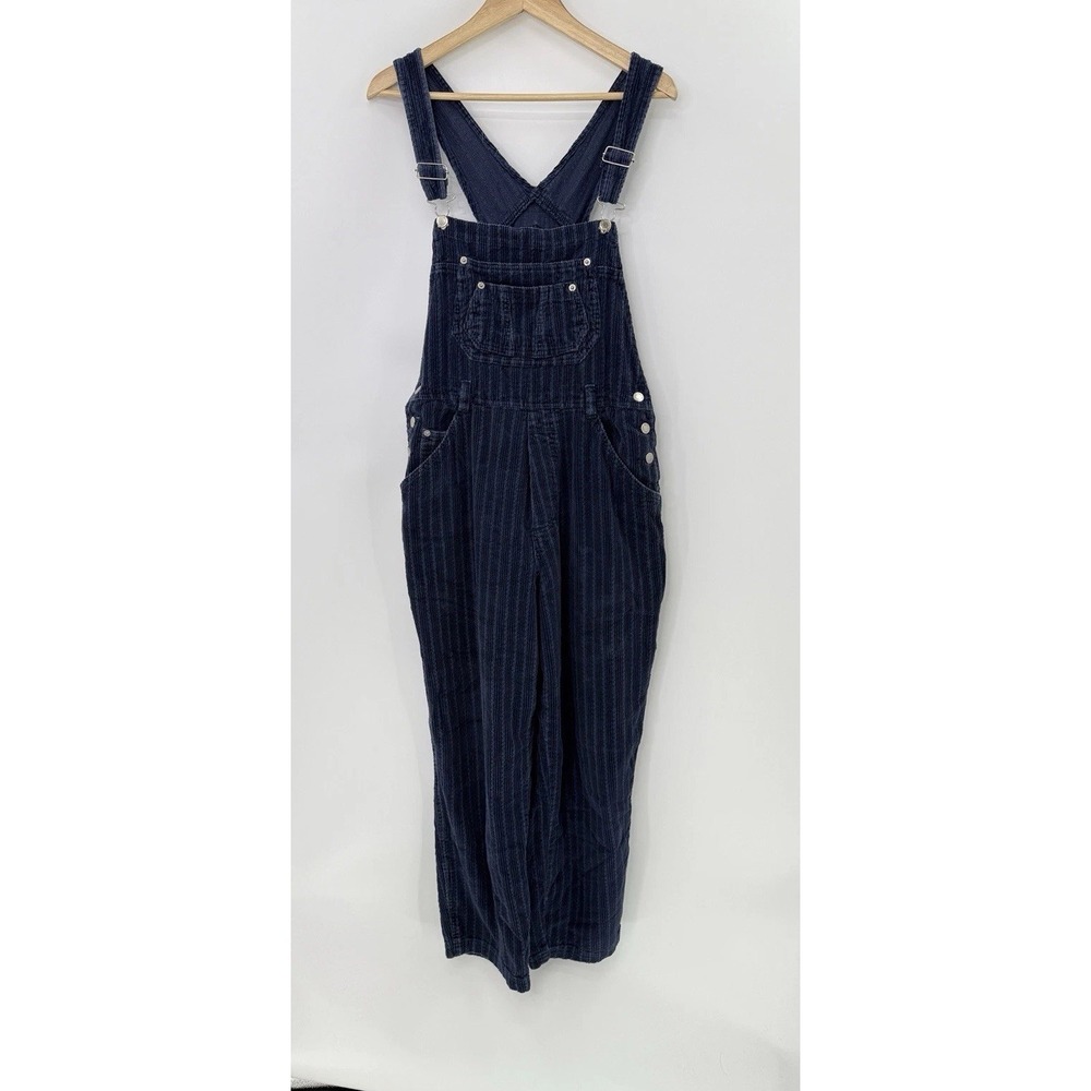 Vintage 90s London London Women's Navy Blue Corduroy Overalls Sz L Utility Boho